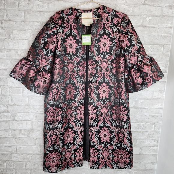 kate spade Jackets & Blazers - Kate Spade Tapestry Jacquard Coat Ruffle Sleeve Romantic Whimsigoth 12 NWT